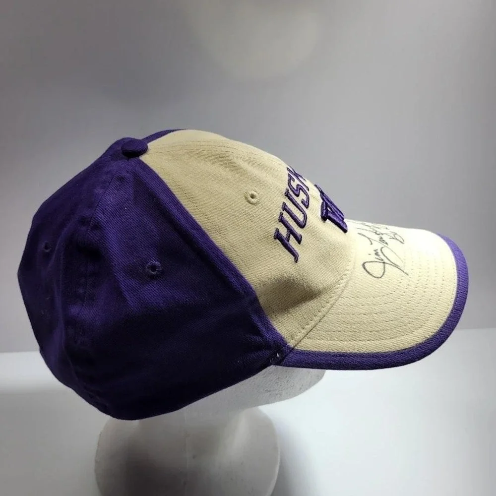 Washington Huskies Signed Jim Lambright Hat Cap Fitted Mens L Purple Nike
